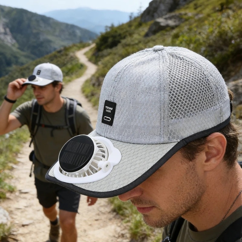 Renewable Energy Fan - Sombrero Transpirable con Ventilador Solar, Gorra