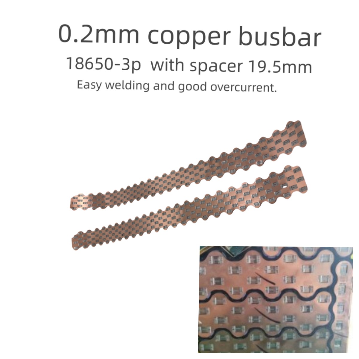 Bus Bar Copper - 18650-3P W estilo barra colectora de