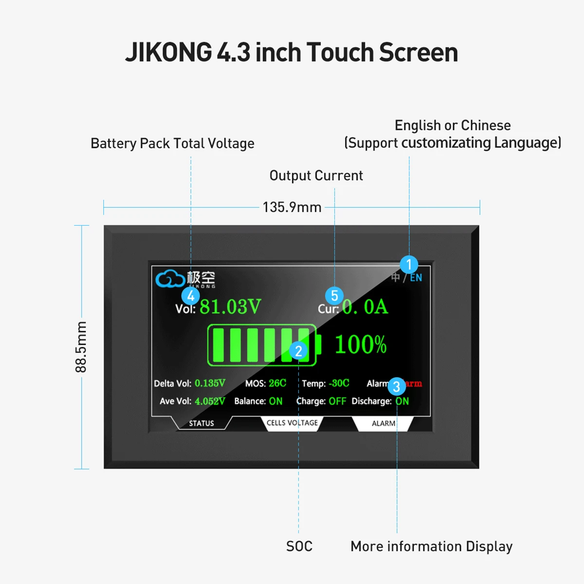 Monitor LCD JIKONG V19 JKBMS d - Smart Bms reseña y precio